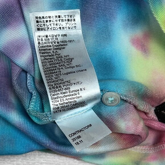 Calvin Klein Tie Dye Polo Shirt Womens LG Short Sleeve 90s - Picture 12 of 15